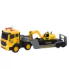 LEAN TOYS Abschleppwagen mit Raupenbagger, 360° drehbar, Gelb, 1:16