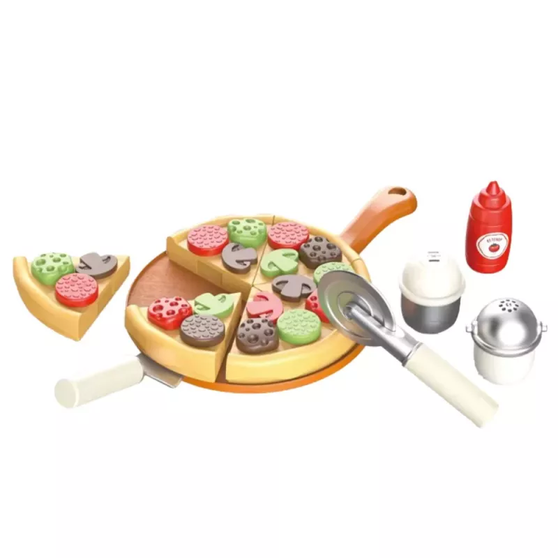 LEAN TOYS Pizza Waffle Set mit Zubehör Küchenaccessoires für Kinder