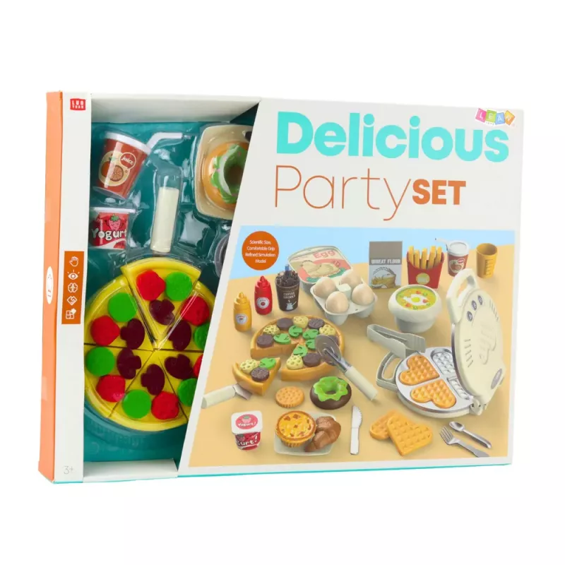 LEAN TOYS Pizza Waffle Set mit Zubehör Küchenaccessoires für Kinder
