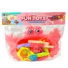 LEAN TOYS Angel-Set: Krabbentisch, 10 Fische, Angelrute, Sieb, Pink