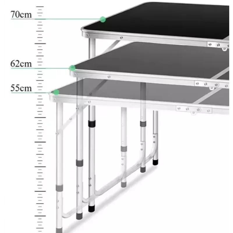 LEAN Folding Camping Table Adjustable Aluminum Black 120x60cm