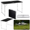 LEAN Folding Camping Table Adjustable Aluminum Black 120x60cm