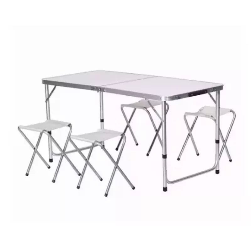 LEAN Folding Camping Table Set 4 Chairs Gray