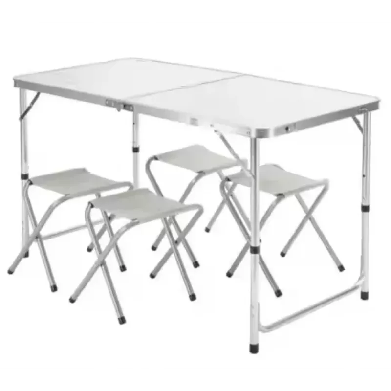 LEAN Folding Camping Table Set 4 Chairs Gray