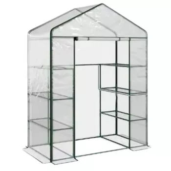 LEAN Mini Balkon-Gewächshaus 4 Metallregale PVC-Folie 195 x 143 x 73 cm