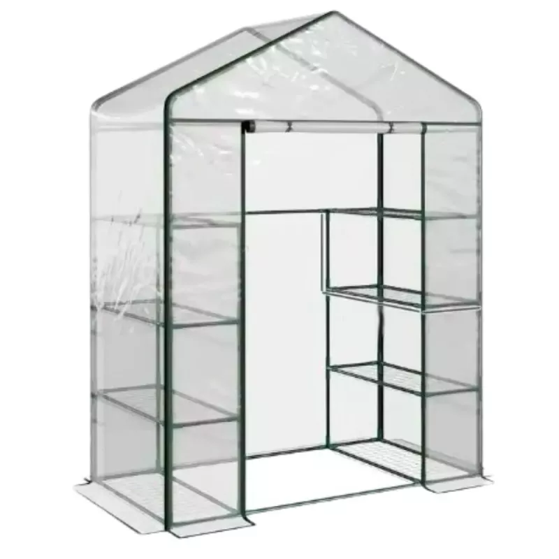 LEAN Mini Balkon-Gewächshaus 4 Metallregale PVC-Folie 195 x 143 x 73 cm