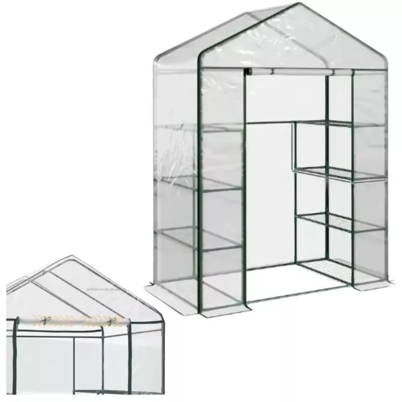 LEAN Mini Balkon-Gewächshaus 4 Metallregale PVC-Folie 195 x 143 x 73 cm