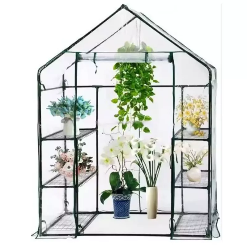 LEAN Mini Balkon-Gewächshaus 4 Metallregale PVC-Folie 195 x 143 x 73 cm