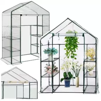 LEAN Mini Balkon-Gewächshaus 4 Metallregale PVC-Folie 195 x 143 x 73 cm