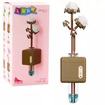 LEAN TOYS Bausteine Baumwollblütenzweig in einer Vase 392 Teile
