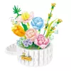 LEAN TOYS Bausteine Blumenarrangement im Korb mit LED-Lichtern 1376 Teile