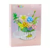 LEAN TOYS Bausteine Blumenarrangement im Korb mit LED-Lichtern 1376 Teile