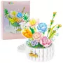 LEAN TOYS Bausteine Blumenarrangement im Korb mit LED-Lichtern 1376 Teile