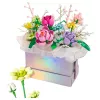 LEAN TOYS Bausteine Komposition im Kasten Blumenkasten Lila LED 706 Teile