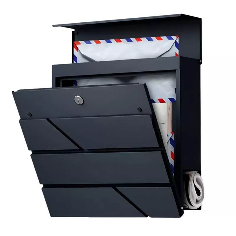 LEAN Großer Briefkasten für Briefe und Zeitungen, Anthrazit, 37x37x11 cm