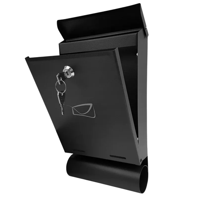 LEAN Briefkasten für Briefe und Zeitungen, schwarz, feuerverzinkter Stahl, 32,5x22,5x9,5 cm