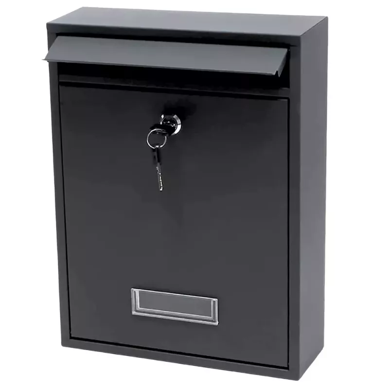 LEAN Briefkasten für Briefe, verzinkter Stahl, schwarz, 32x21,5x8,5 cm