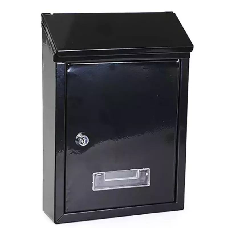 LEAN Briefkasten für Briefe, verzinkter Stahl, Schwarz, 26,5x18,5x6,5 cm