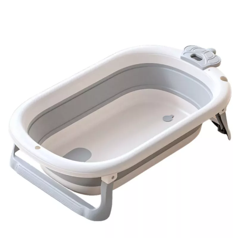 LEAN Baby Badewanne mit Thermometer, klappbare Matratze, Sterne Grau