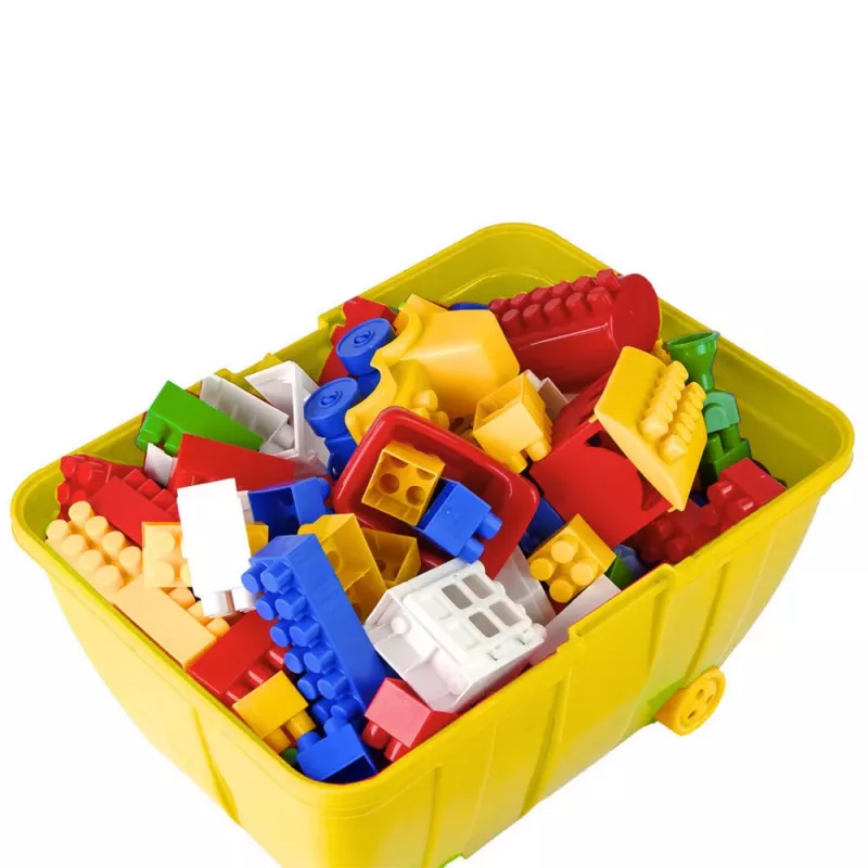 HEMAR Little Chest of Coloured Blocks K2 - 100-teiliges Holzbausteine-Set mit Aufbewahrungskiste
