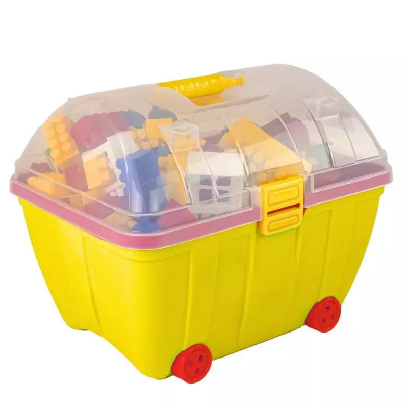 HEMAR Little Chest of Coloured Blocks K2 - 100-teiliges Holzbausteine-Set mit Aufbewahrungskiste