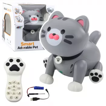 LEAN TOYS Interaktives Roboter-Kätzchen, ferngesteuert, RC-Fernbedienung, Grau