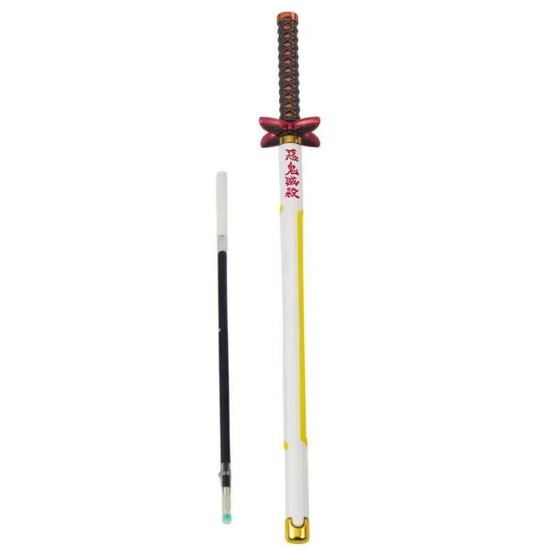 LEAN Katana Schwert Anime Kugelschreiber Metall Schwarze Tinte Nachfüllbar Weiß und Gelb