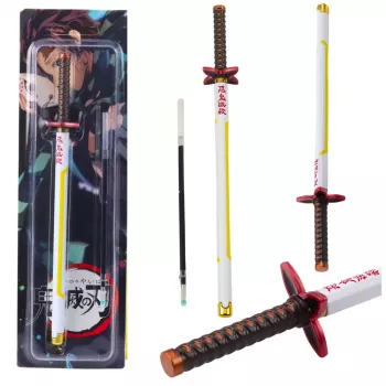 LEAN Katana Schwert Anime Kugelschreiber Metall Schwarze Tinte Nachfüllbar Weiß und Gelb
