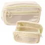 LEAN Federmäppchen Schulset, erweiterbar, geräumig, creme, beige, 20x10 cm