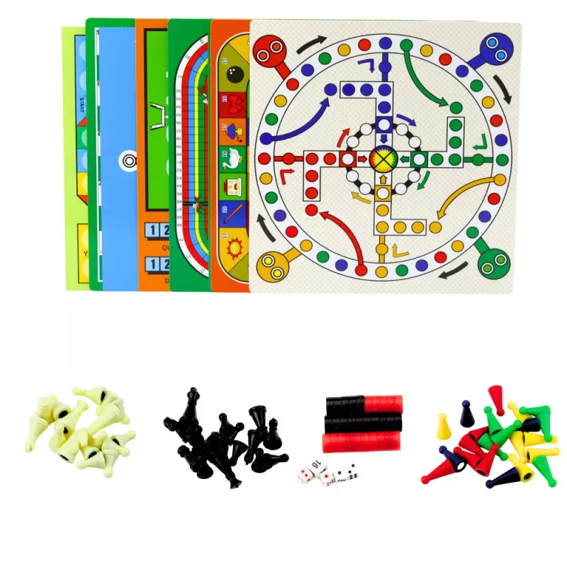 LEAN TOYS Family Game Set 18 in 1 Chess Magnetic Chessboard