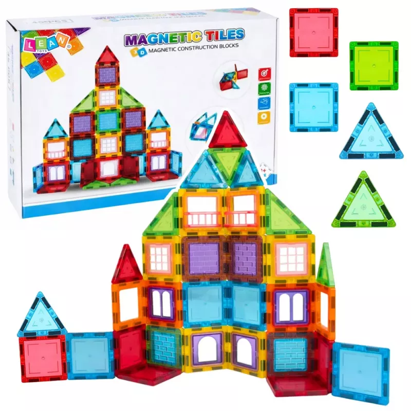 LEAN TOYS 3D Magnetic Blocks Construction Puzzle Colorful 45 pcs.