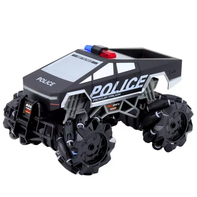 LEAN TOYS Offroad-Fahrzeug Pick Up Truck Polizei ferngesteuert RC Lichter Rauch 1:16