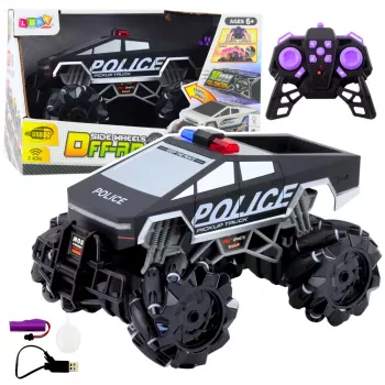 LEAN TOYS Offroad-Fahrzeug Pick Up Truck Polizei ferngesteuert RC Lichter Rauch 1:16