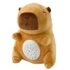 LEAN TOYS Plüsch-Capybara-Spielzeug mit Sternprojektor und Schlafliedern, Braun