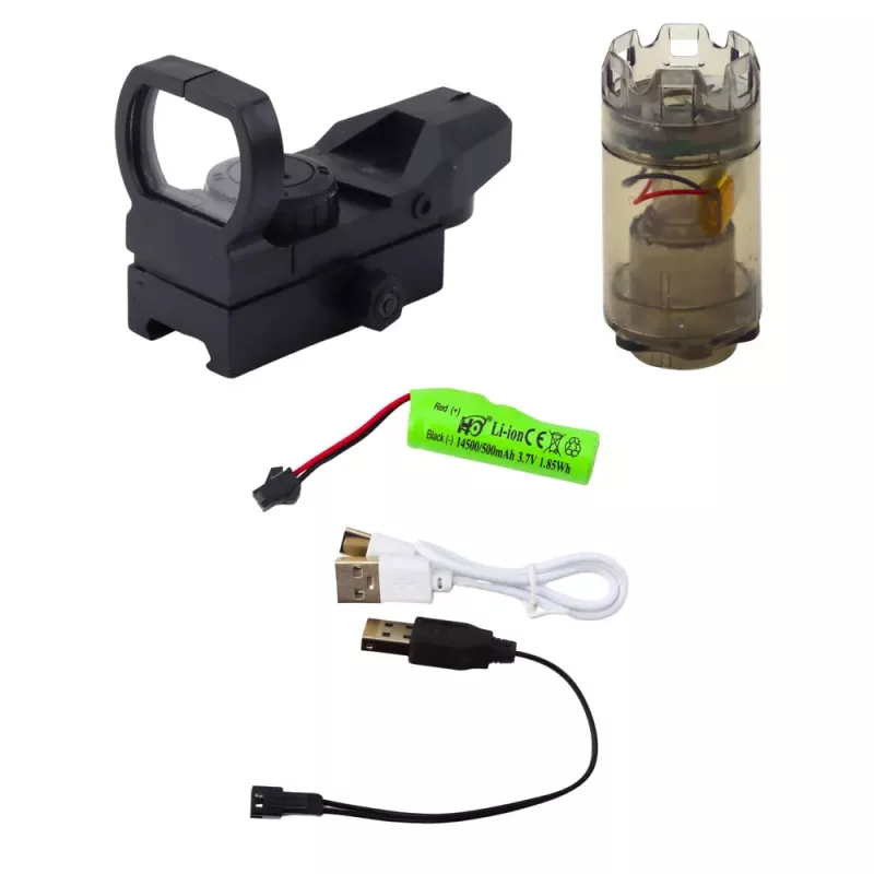 LEAN TOYS Elektrische Wasserpistole M416 mit beleuchtetem Visier 450 ml 8-10 m