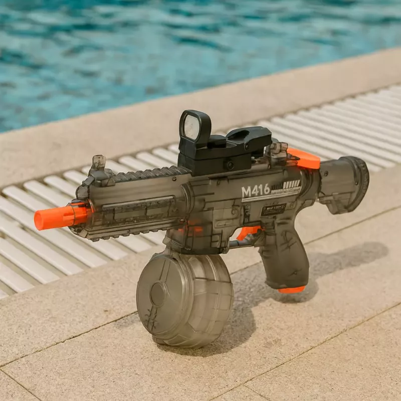 LEAN TOYS Elektrische Wasserpistole M416 mit beleuchtetem Visier 450 ml 8-10 m