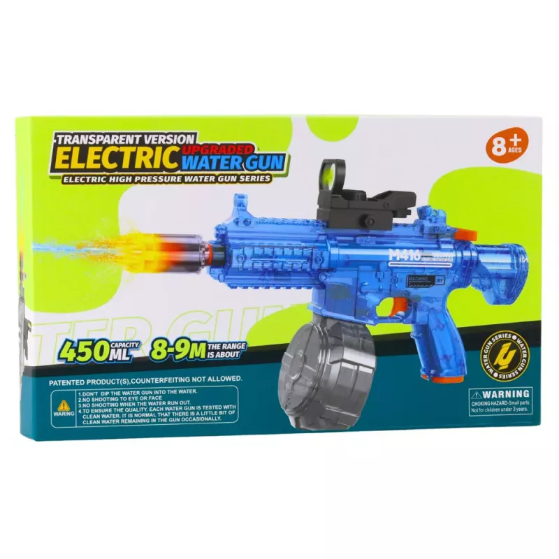 LEAN TOYS Elektrische Wasserpistole M416 mit beleuchtetem Visier 450 ml 8-10 m