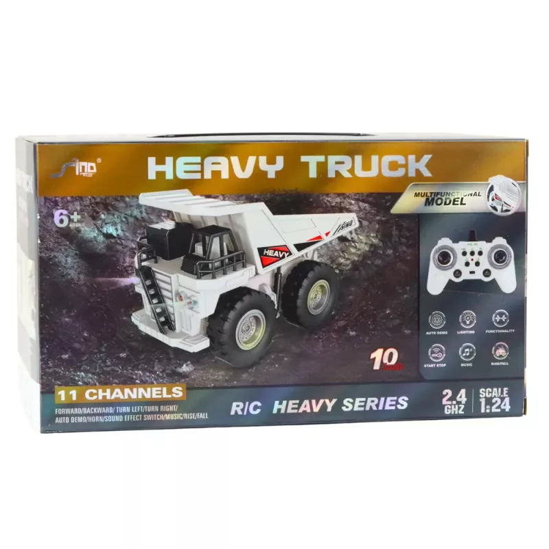 LEAN TOYS Ferngesteuerter RC Crawler Bagger mit Licht und Sound, Weiß, Maßstab 1:24
