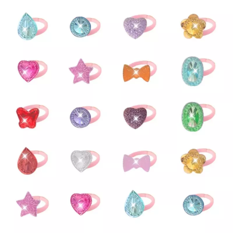 LEAN TOYS Beauty Set Kinderringe Farbige Diamanten 50 Stk.