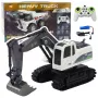 LEAN TOYS ferngesteuerter RC Crawler Bagger mit Licht und Sound, Weiß, Maßstab 1:24