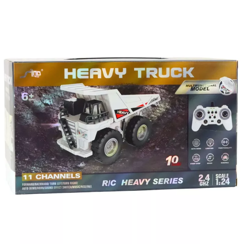 LEAN TOYS RC-Fernlenk-Kipper mit Licht und Sound Weiß 1:24