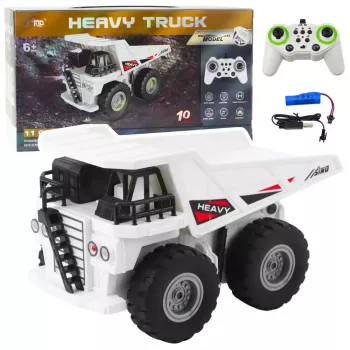 LEAN TOYS RC-Fernlenk-Kipper mit Licht und Sound Weiß 1:24
