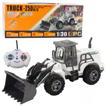 LEAN TOYS ferngesteuerter Bau-Bagger RC Lichter Weiß 1:30