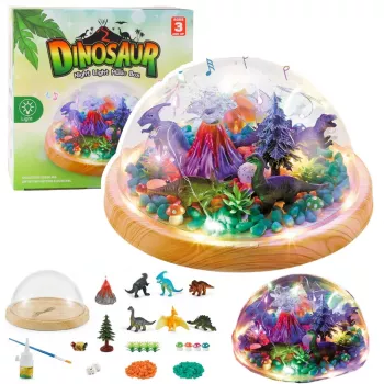 LEAN TOYS DIY Dinosaurier-Terrarium Kreativset mit Kuppel-Nachtlicht