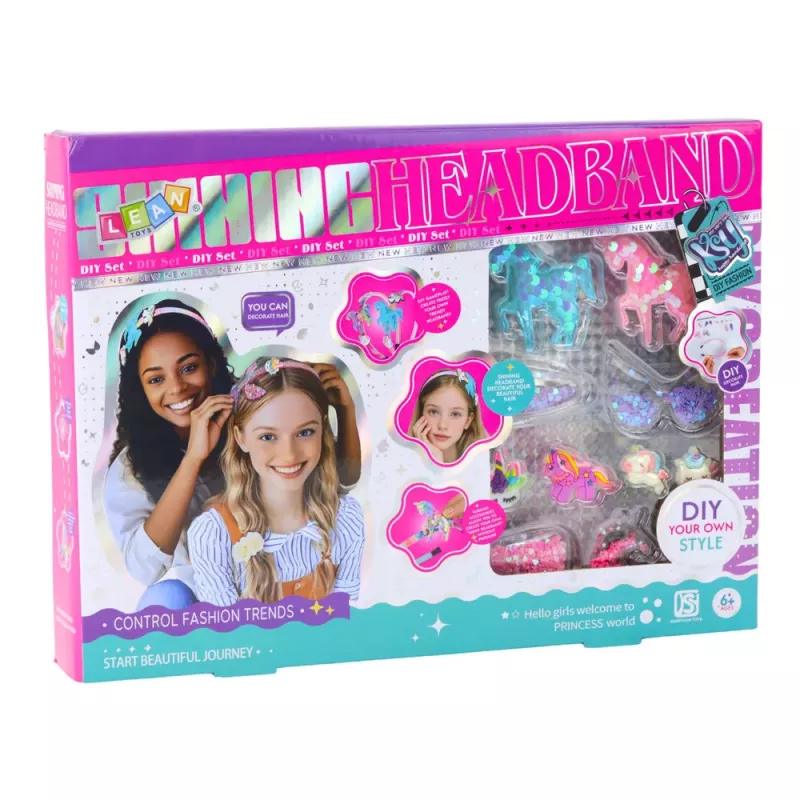 LEAN TOYS DIY Kreativset zur Herstellung von Einhorn-Stirnbändern mit glänzenden Verzierungen