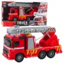 LEAN TOYS Feuerwehrfahrzeug mit Leiter, Lichtern, Geräuschen, Wasserspritze 1:16