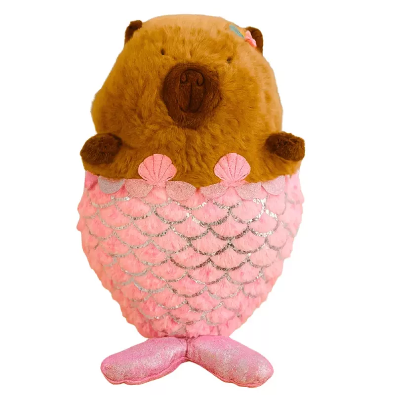 LEAN TOYS Plüschtier Capybara Meerjungfrau Pink 28cm