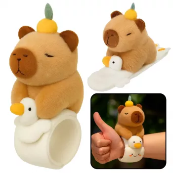LEAN TOYS Plüsch-Selbstspannendes Armband Gans mit Capybara