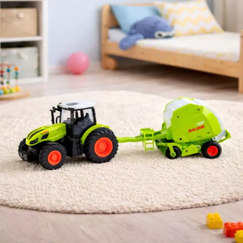 LEAN TOYS RC-Fernbedienungstraktor mit Ballenpresse, landwirtschaftlicher Traktor 1:24