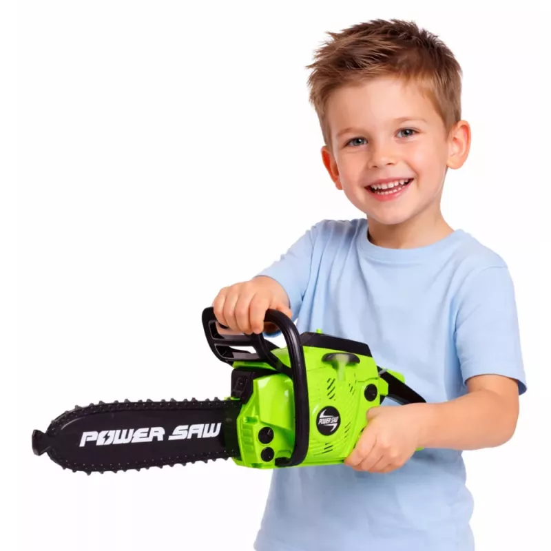 LEAN TOYS Spielzeug-Kettensäge für Kinder mit Licht und Sound Grün